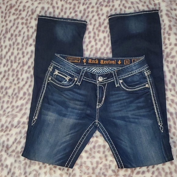 ROCK REVIVAL SIZE 31 SHELBY BOOT CUT JEANS - Picture 4 of 5